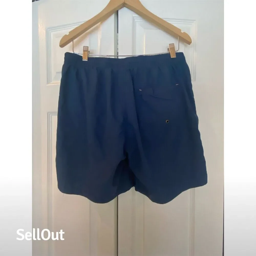 2 Men Men's Swim Shorts Blue Size L Elastic Waist Quick Drying